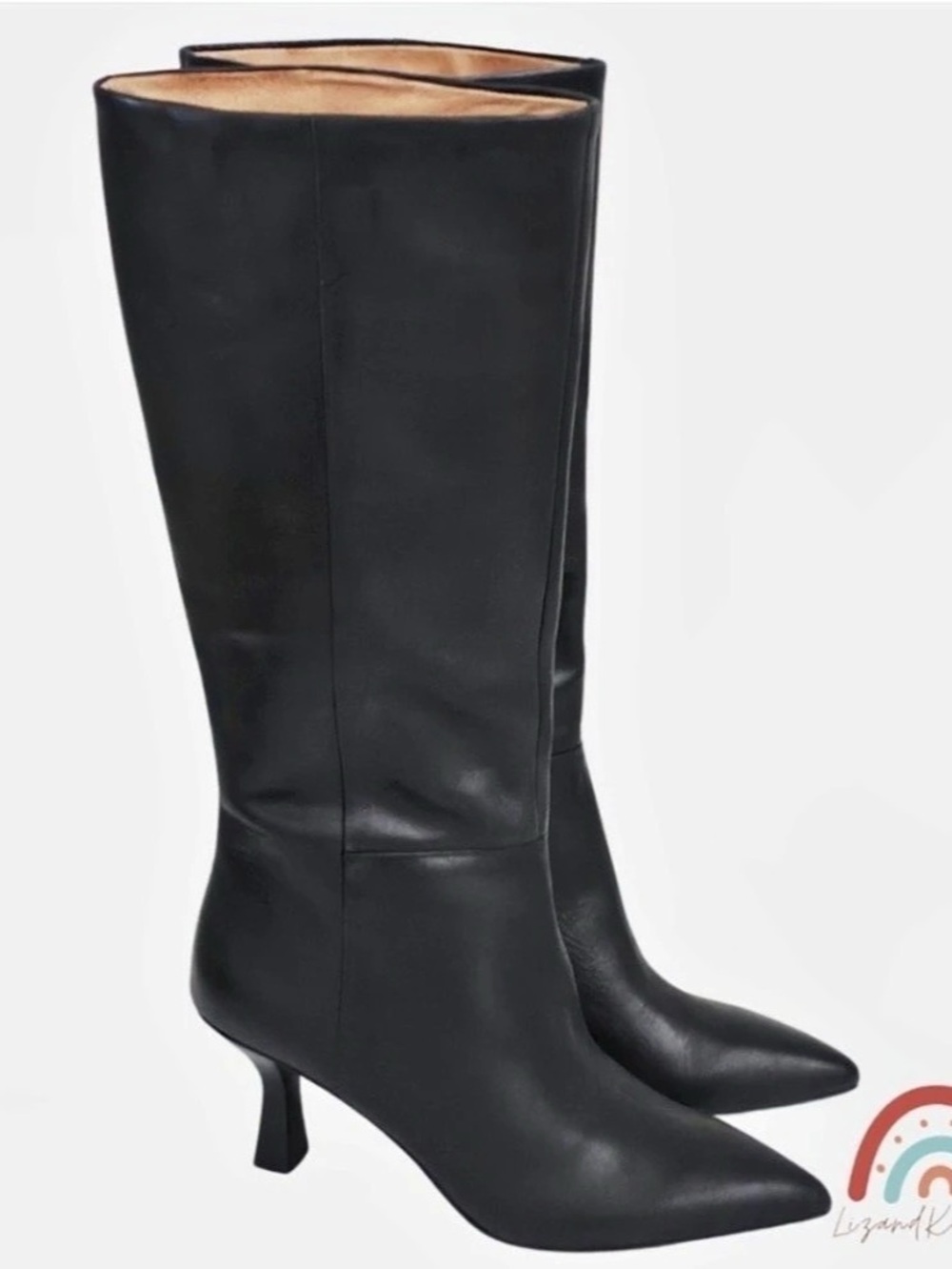 Madewell The Justine Black Leather Knee High Boots Size 10 Quiet Luxury